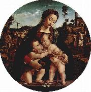 Piero di Cosimo Madonna mit Hl. Johannes dem Taufer, Tondo oil on canvas